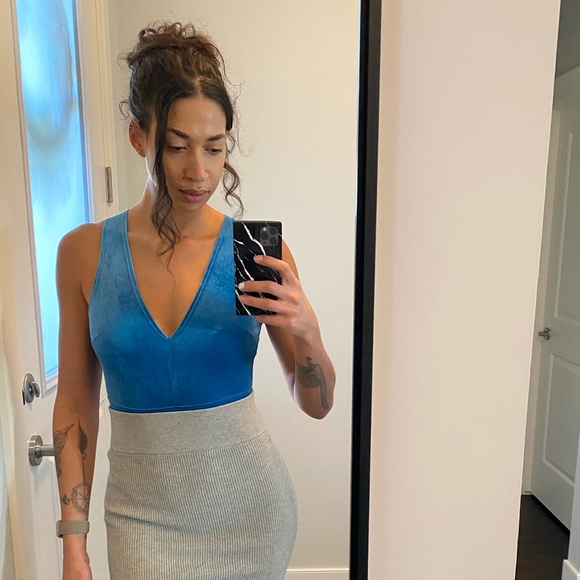 Guess Velvet Blue Bodysuit with buttons - Picture 2 of 2